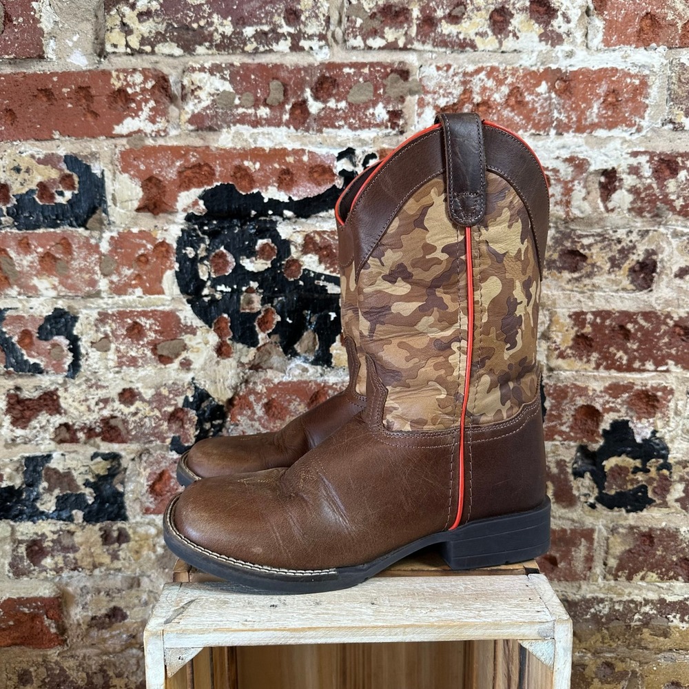 Cody James Brown Camo Leather Western Boots Big Boys Youth 5